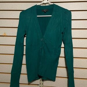 Express Teal‎ Green V Neck Button Up Cardigan Sweater Womens Medium